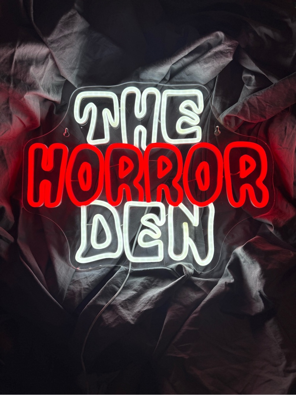 The Horror Den LED Light Up Neon Sign USB Powered Halloween Spooky Scary
